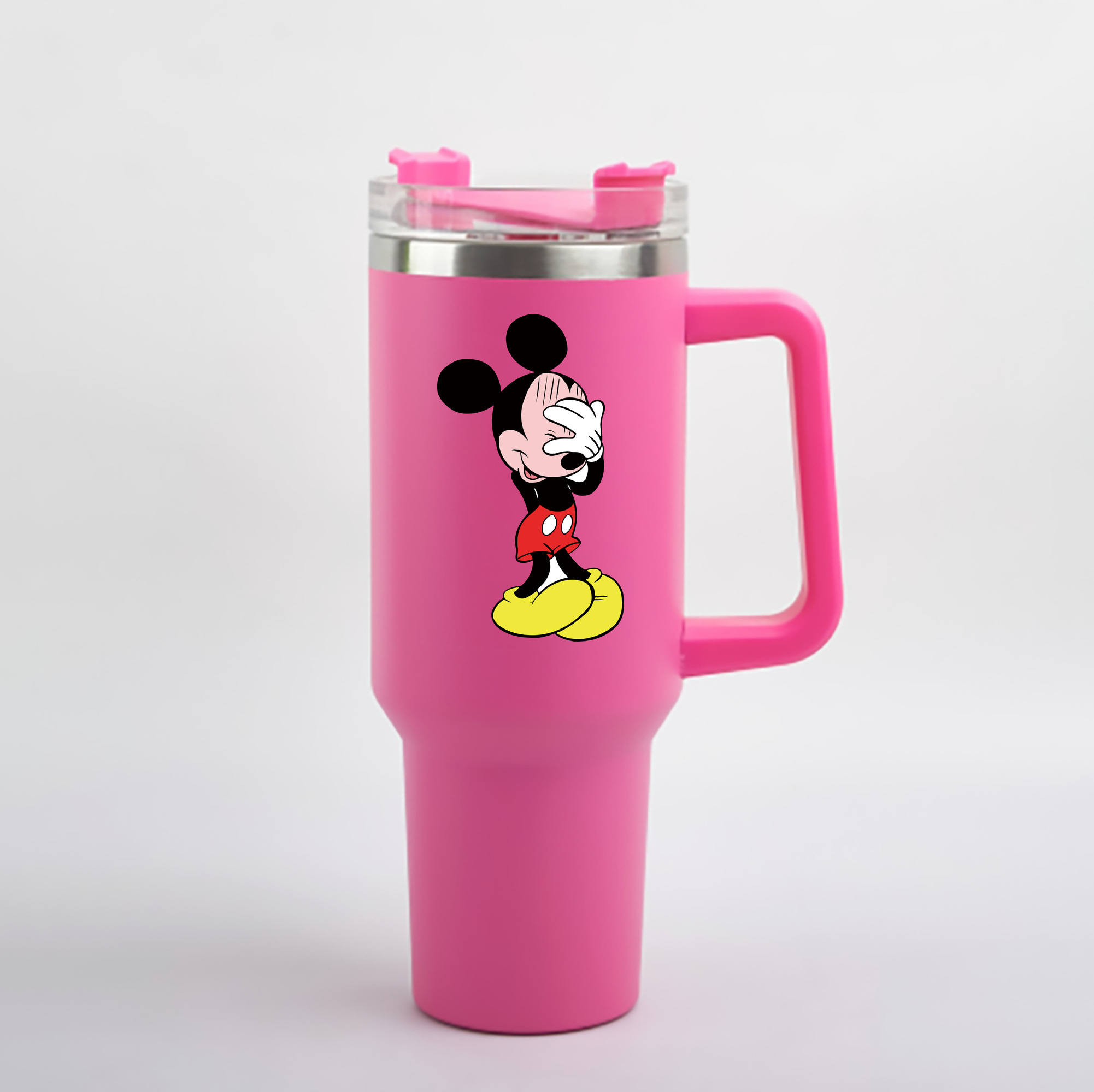 （画像用） ミッキーマウス Mickey Mouse 1200mL車用タンブラー - クリスタルステッカー（プラスチックストロー付き）